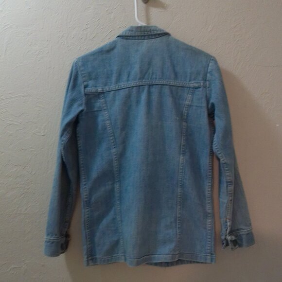 Rare 1970s Wrangler Denim Chore Jacket – Made in USA – Blue Satin Script Tag – S - Picture 2 of 7